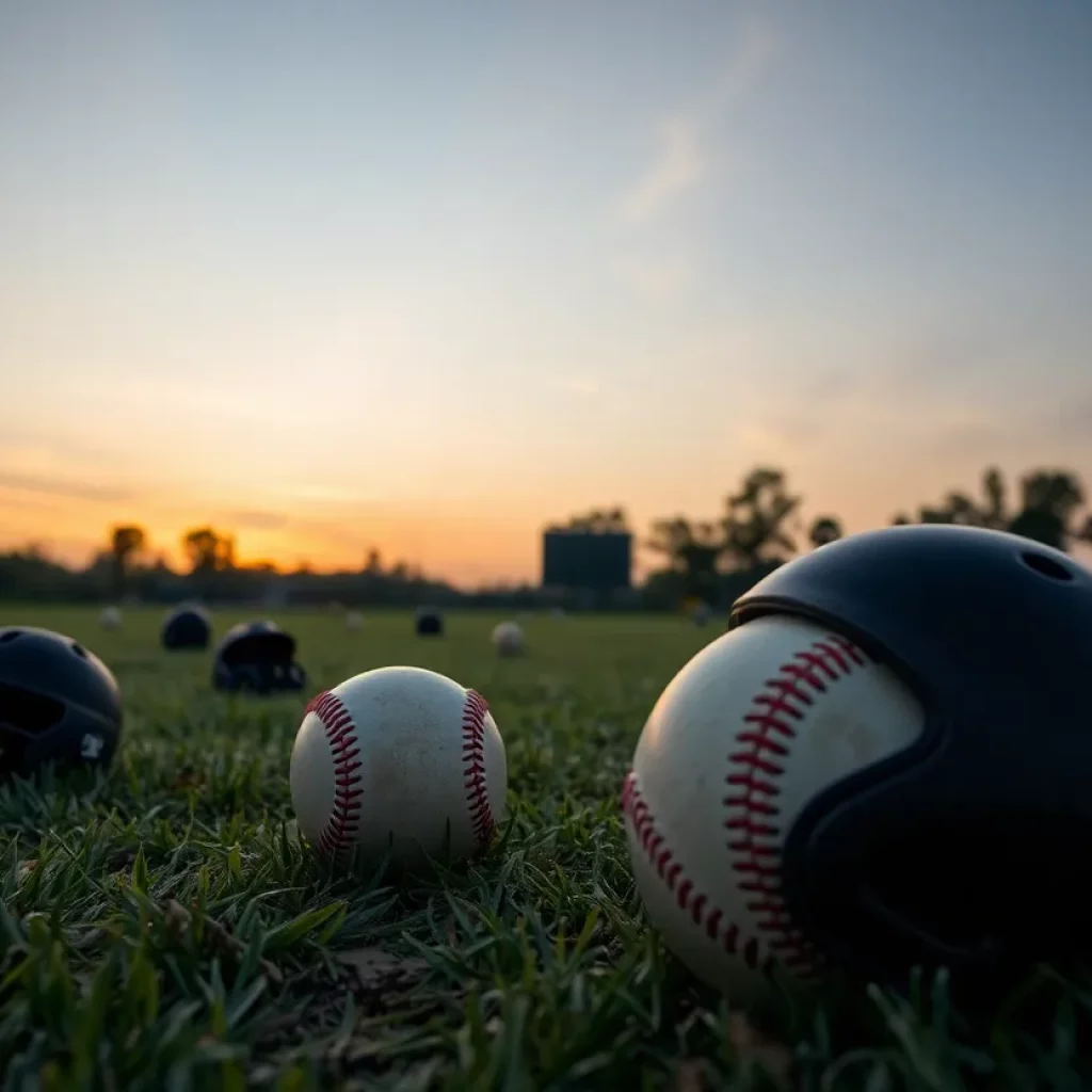 A baseball field at sunset honoring a former player
