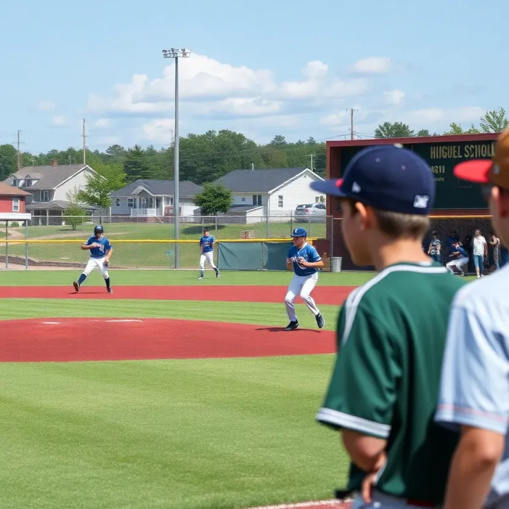High school baseball players from Turner Ashby in action on the field
