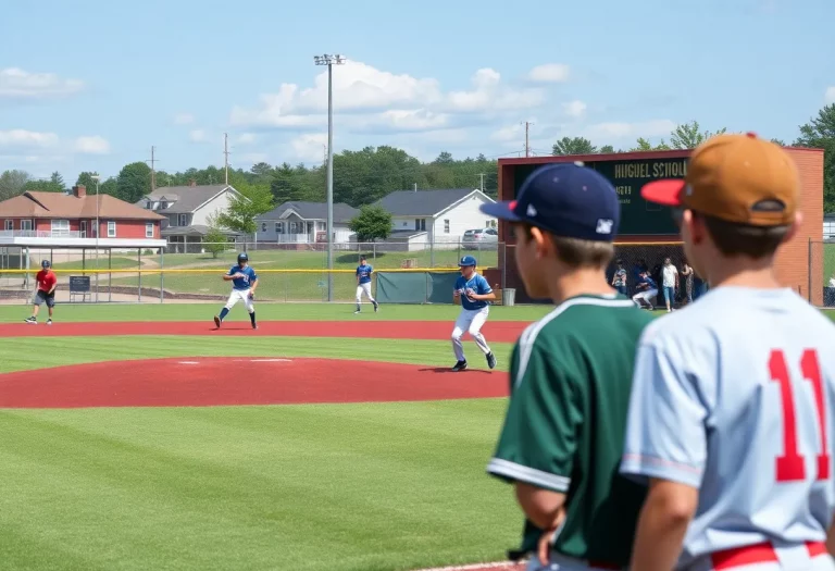 High school baseball players from Turner Ashby in action on the field