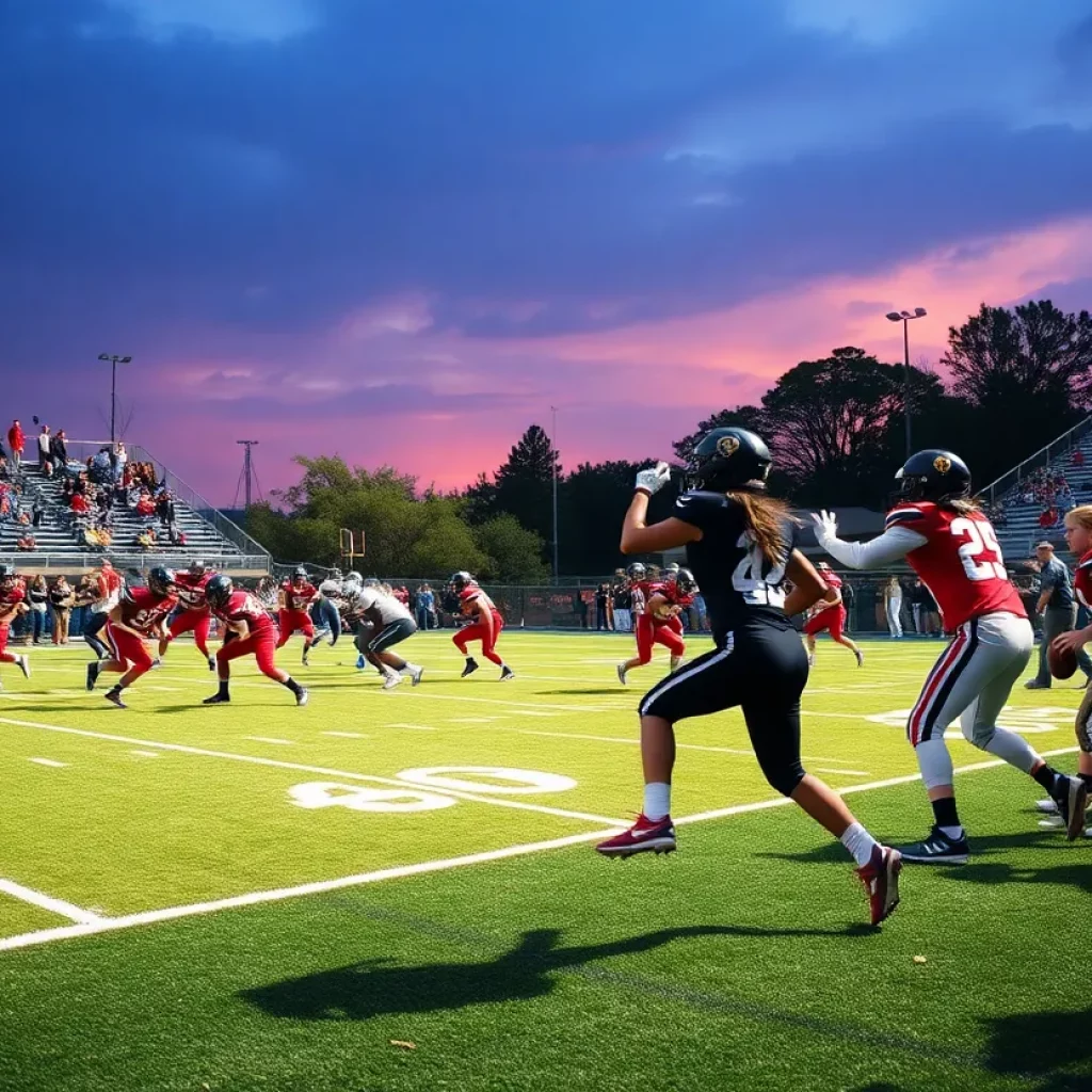 High school football players in action during a game in Utah.