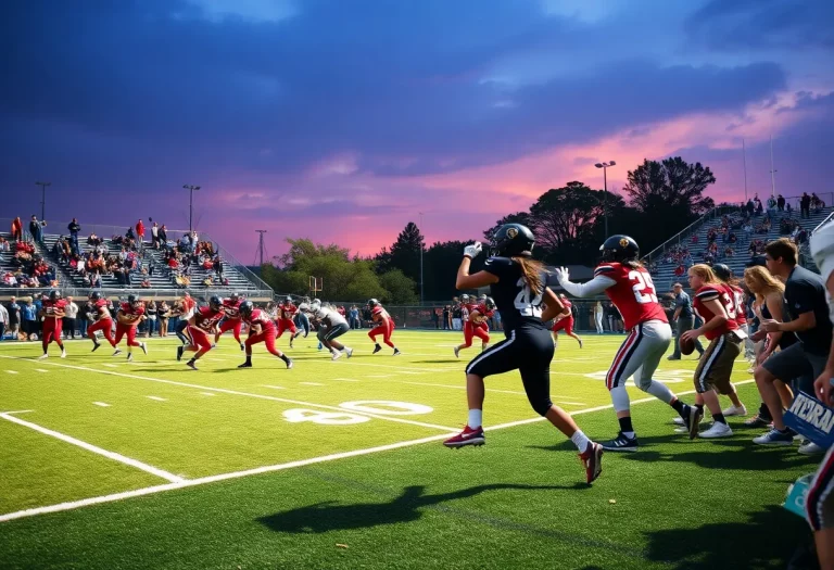 High school football players in action during a game in Utah.