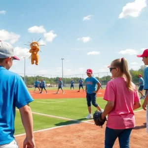 Western Carolina softball team players practicing on the field