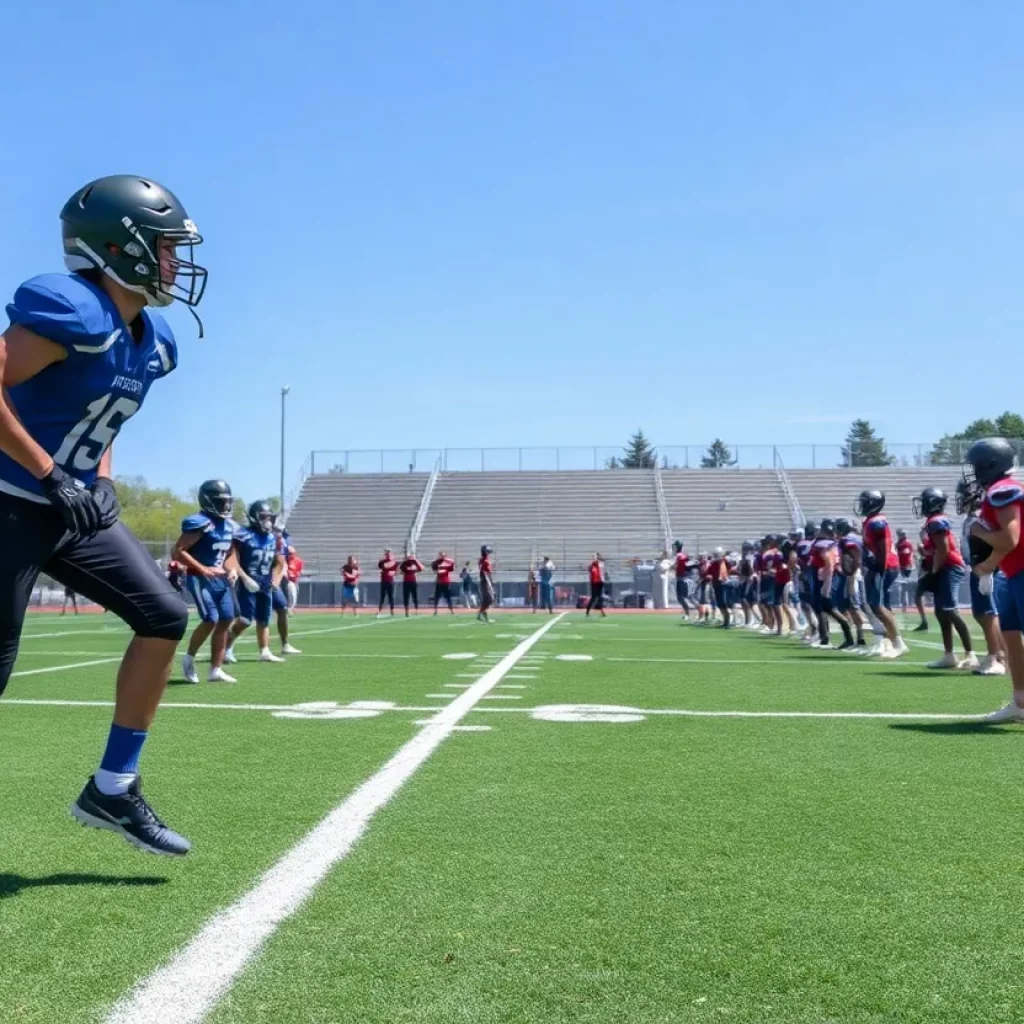 Whitehaven high school football team practicing with safety measures