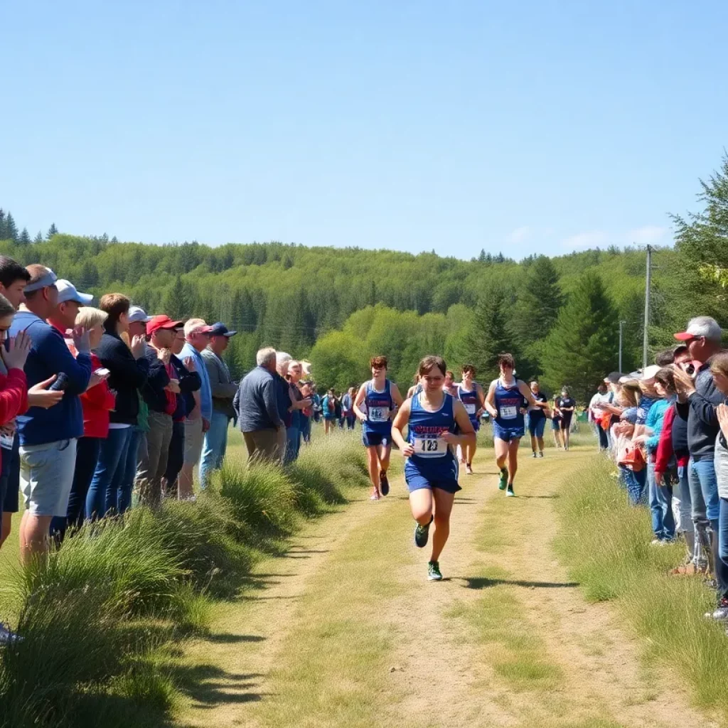 Spectators cheering at Wildcat Kickoff cross country meet
