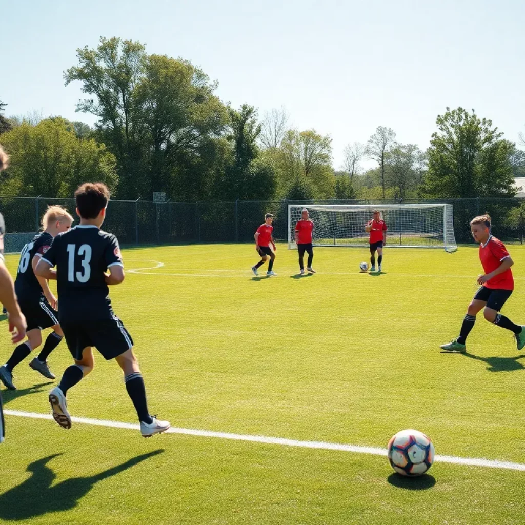 Wisdom High School soccer teams practicing for the 8v8 format