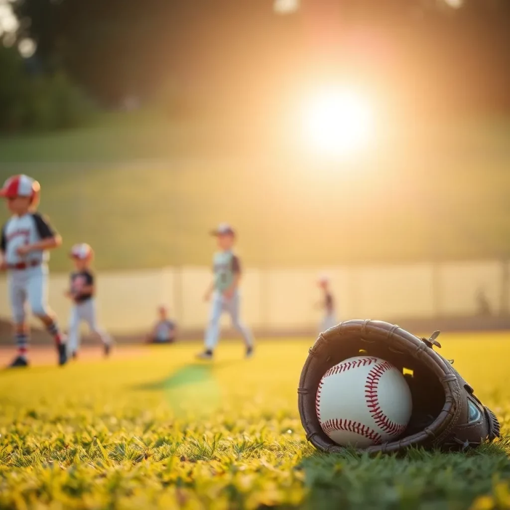 Youth baseball players showcasing determination and teamwork on the field.