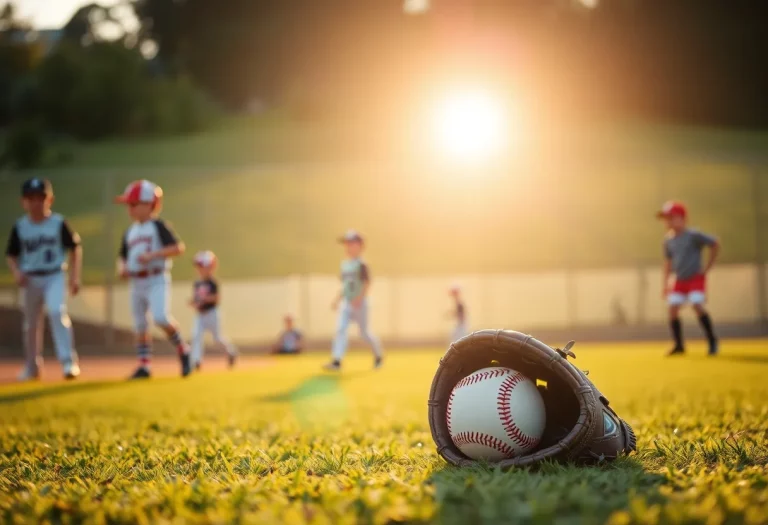Youth baseball players showcasing determination and teamwork on the field.