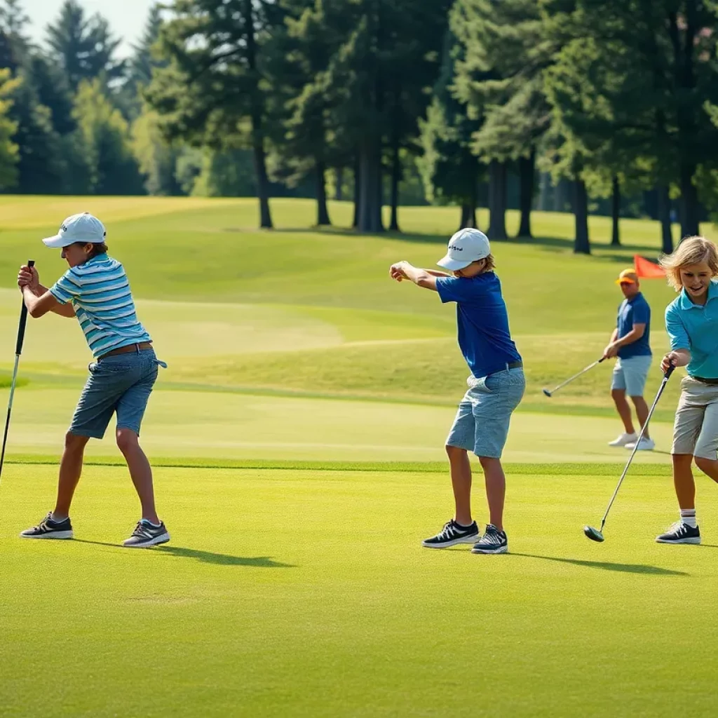 A young golfer competing at the Trump National Doral golf course during a youth tournament.