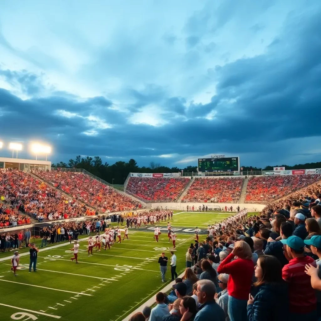 Fans cheering for Arkansas high school football teams