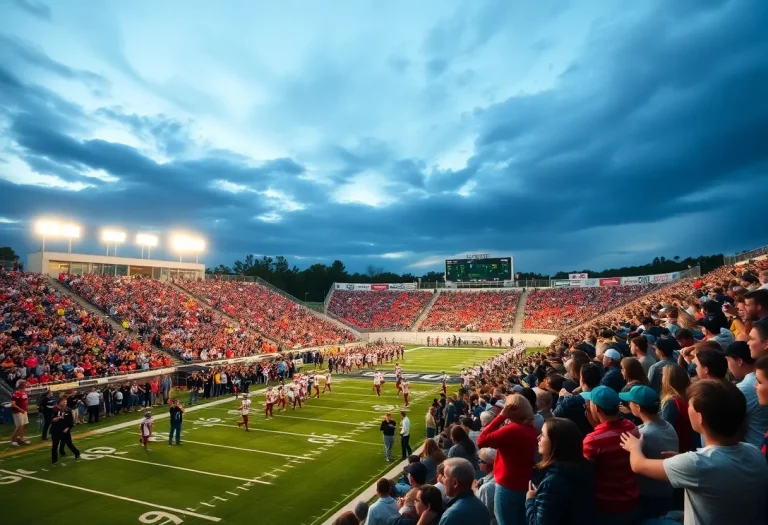 Fans cheering for Arkansas high school football teams