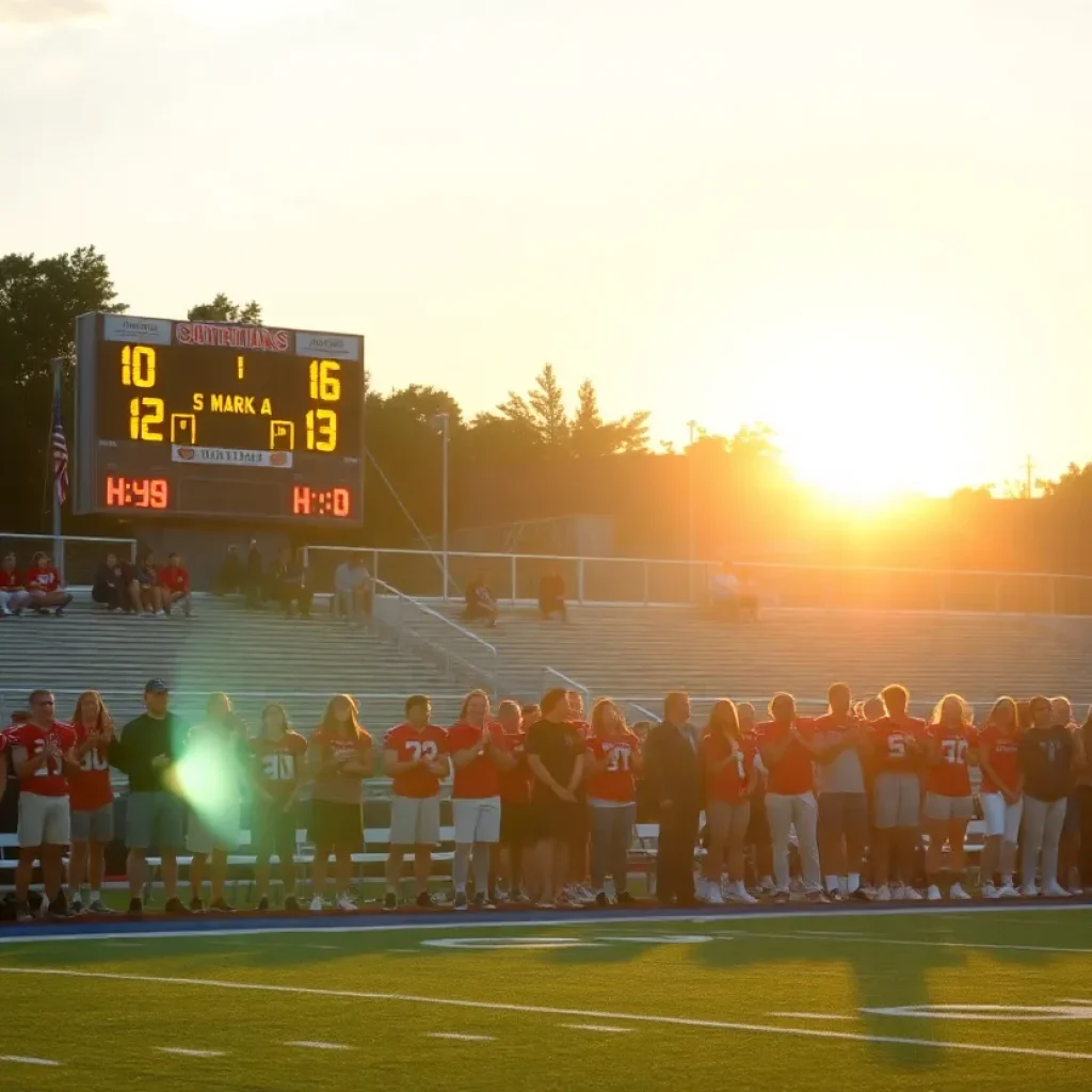 Students cheering during a Bainbridge High School football game