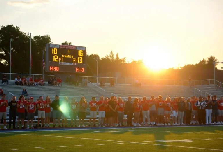 Students cheering during a Bainbridge High School football game