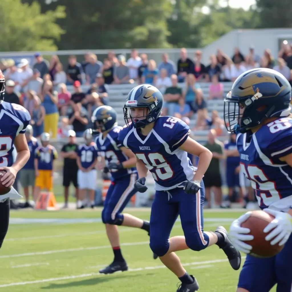 Baldwin High School football team playing a game focusing on safety.