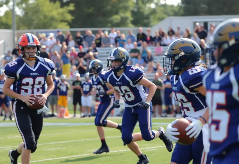 Baldwin High School football team playing a game focusing on safety.