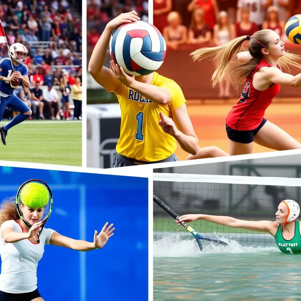 Collage of high school athletes playing various sports