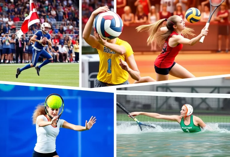 Collage of high school athletes playing various sports