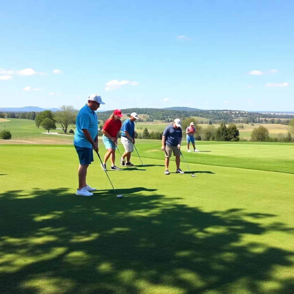 Belchertown high school golf team practicing on the course