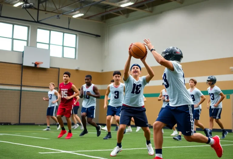 Athletes training at Boonville High School for basketball and football