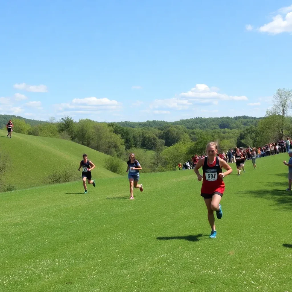 Runners racing at Steele Creek Park during the Bristol Cross