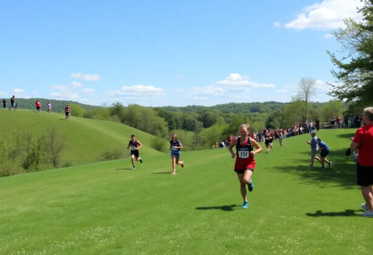 Runners racing at Steele Creek Park during the Bristol Cross