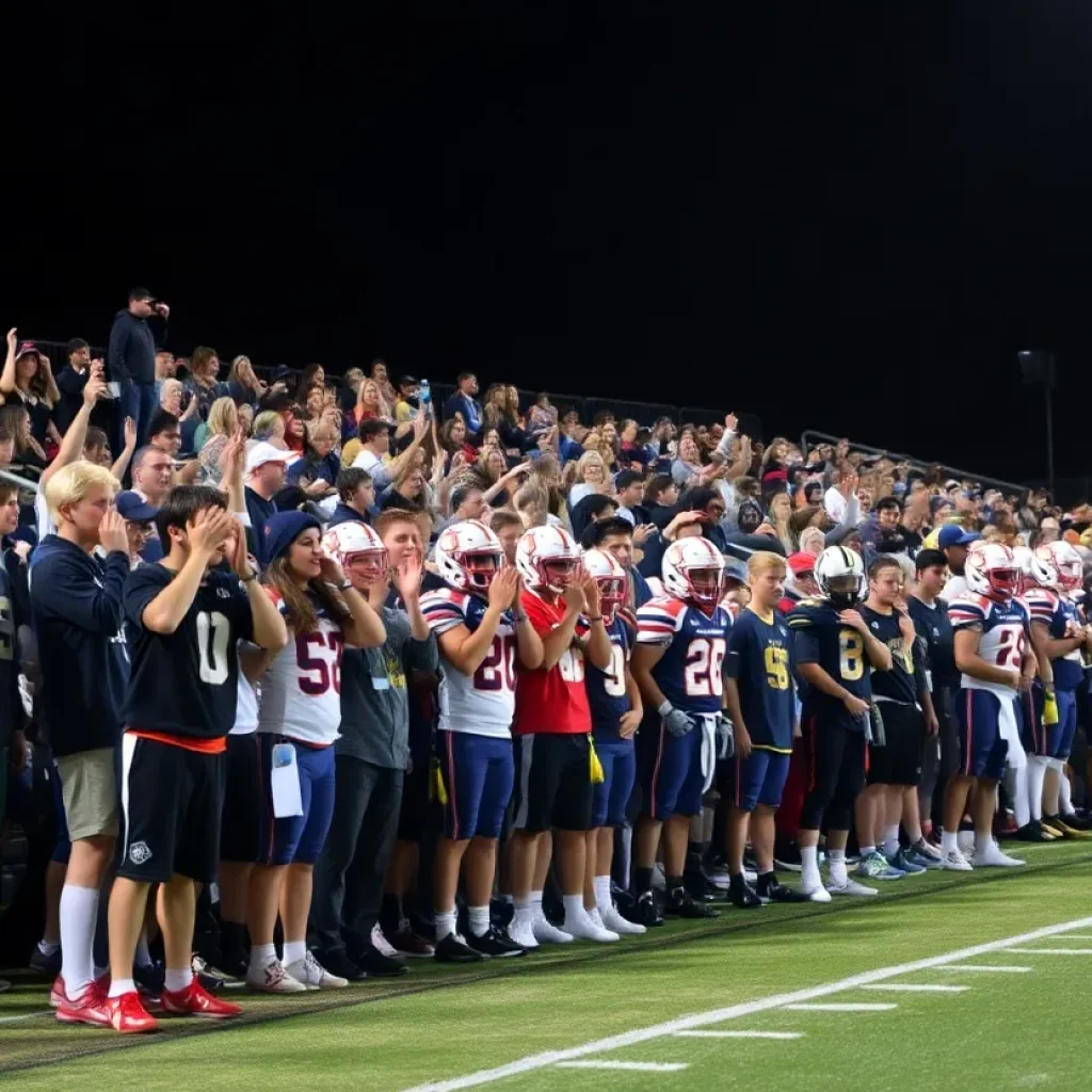 Excited crowd at the Bunnell High School football game