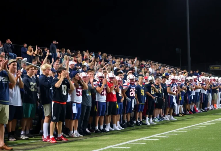 Excited crowd at the Bunnell High School football game