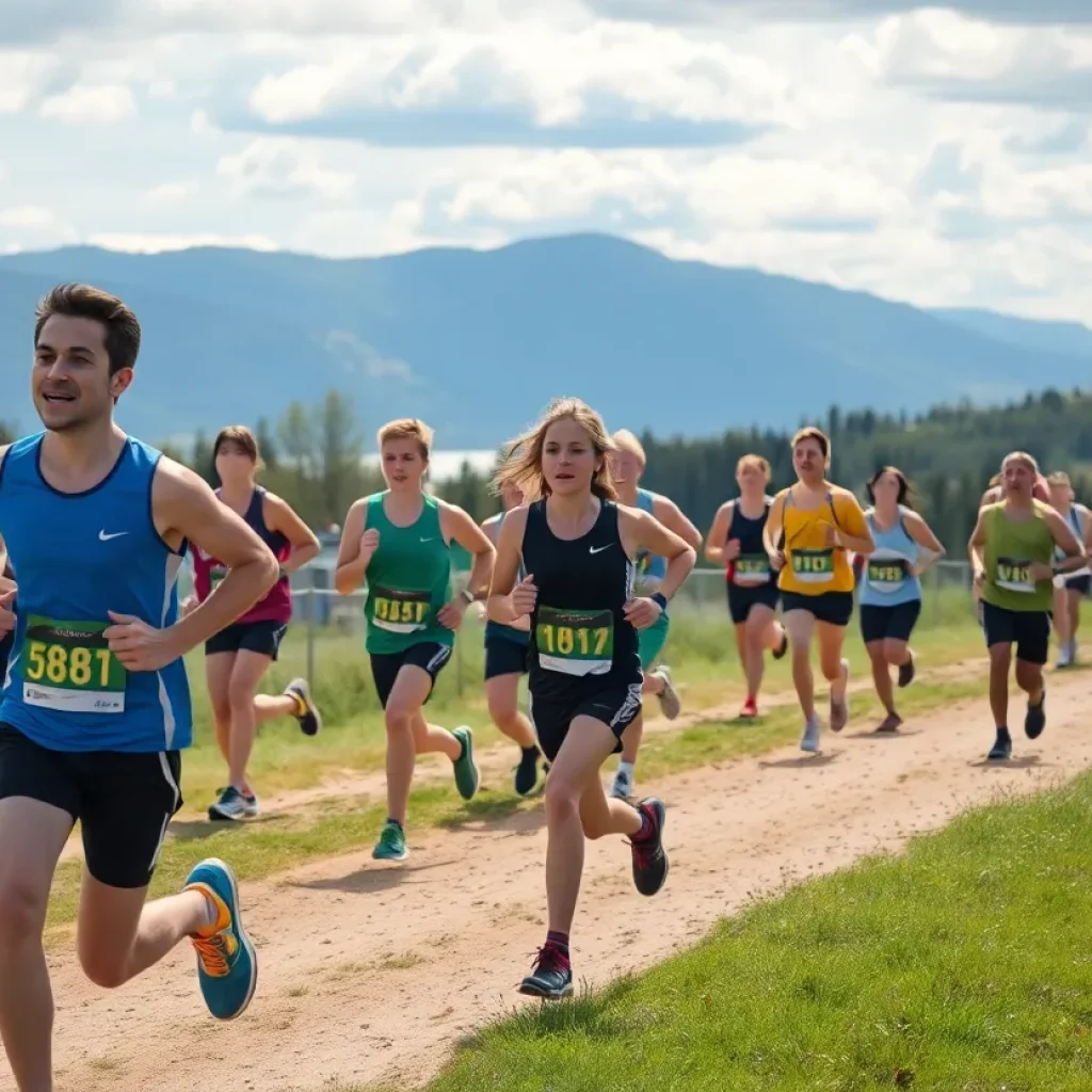 Runners competing at the Cañon City Cross Country Invitational