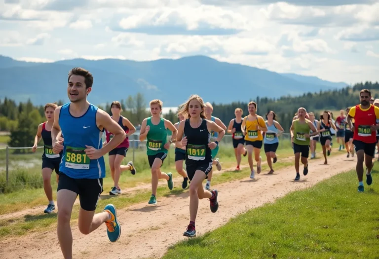 Runners competing at the Cañon City Cross Country Invitational
