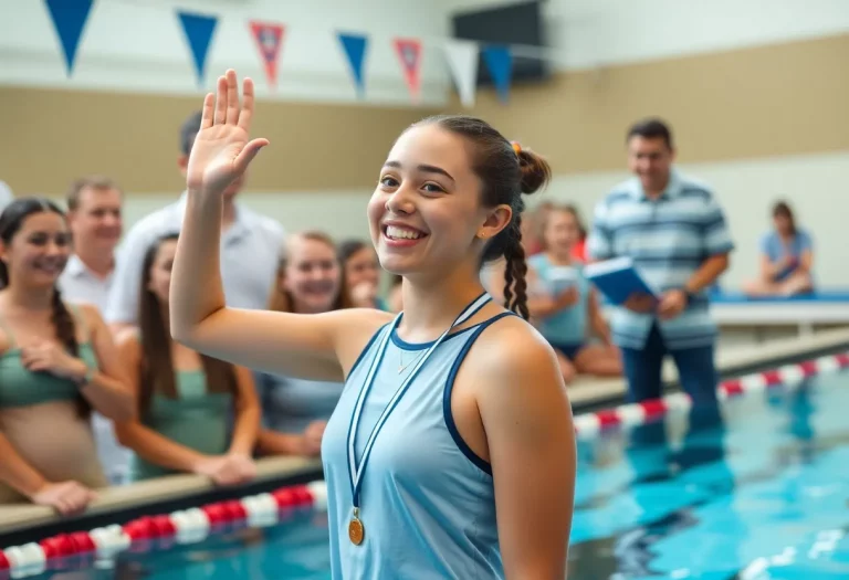 Community celebration for a high school swimmer's achievements