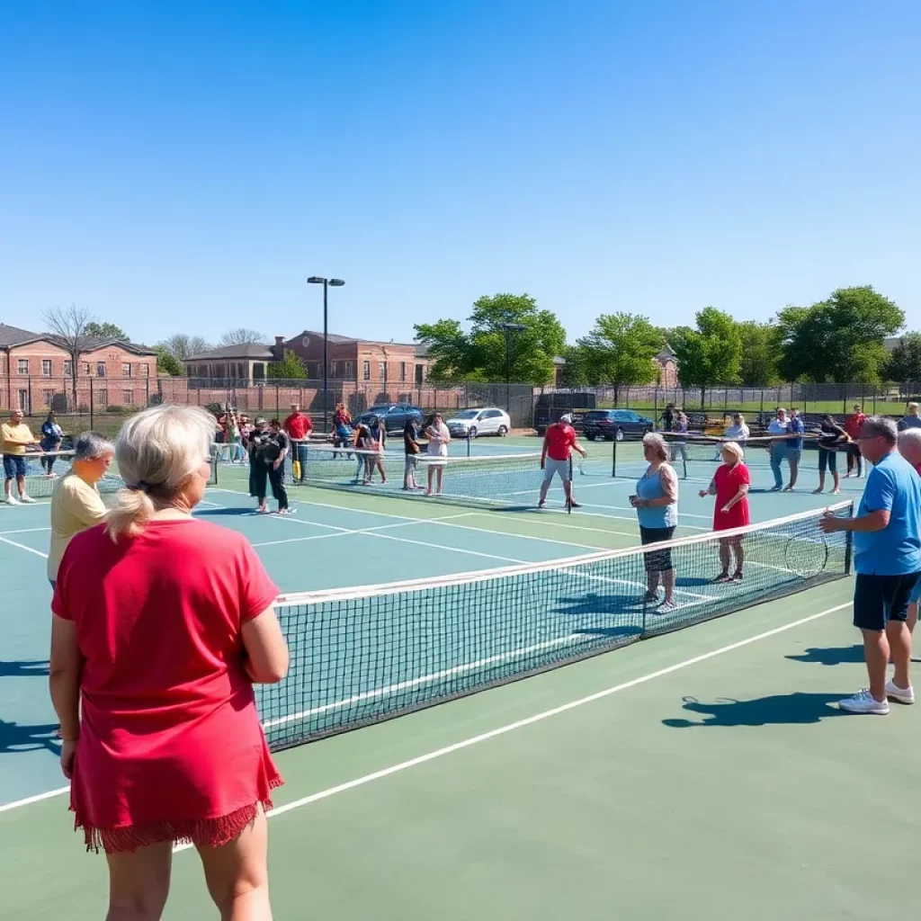 Community celebration at the grand opening of new tennis courts in Caverna, Kentucky