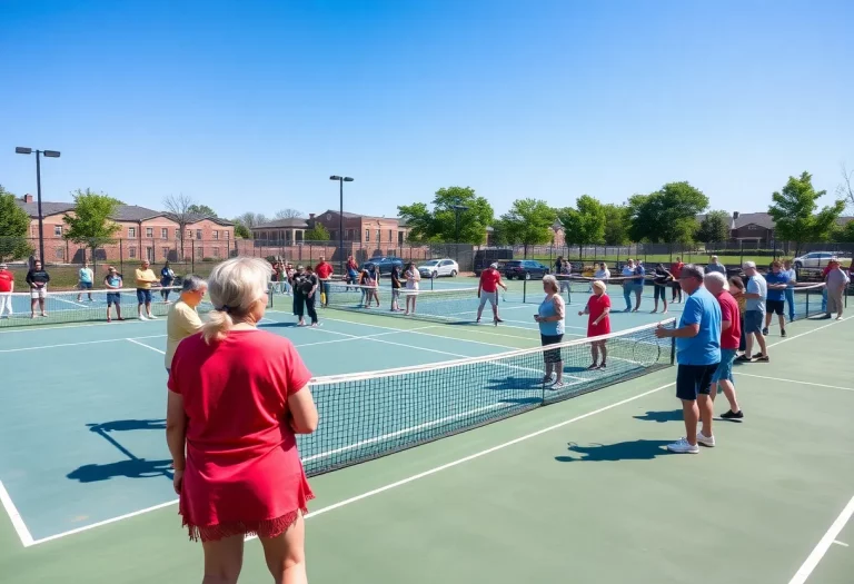 Community celebration at the grand opening of new tennis courts in Caverna, Kentucky