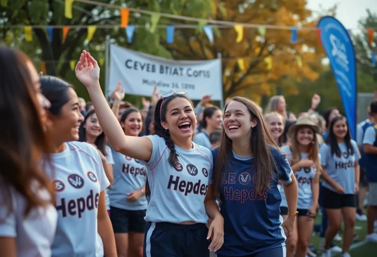 A vibrant community event celebrating female athletes.