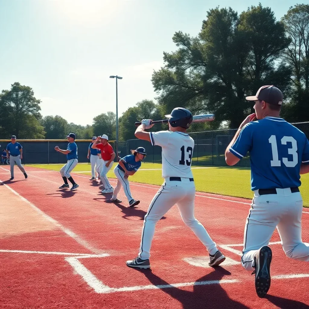 Players practicing baseball at Centennial High School