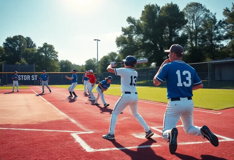 Players practicing baseball at Centennial High School