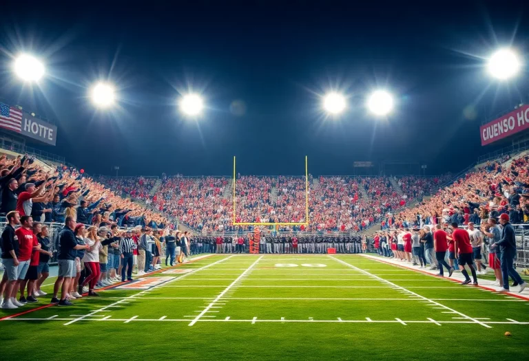 High school football game in Central Ohio with fans cheering