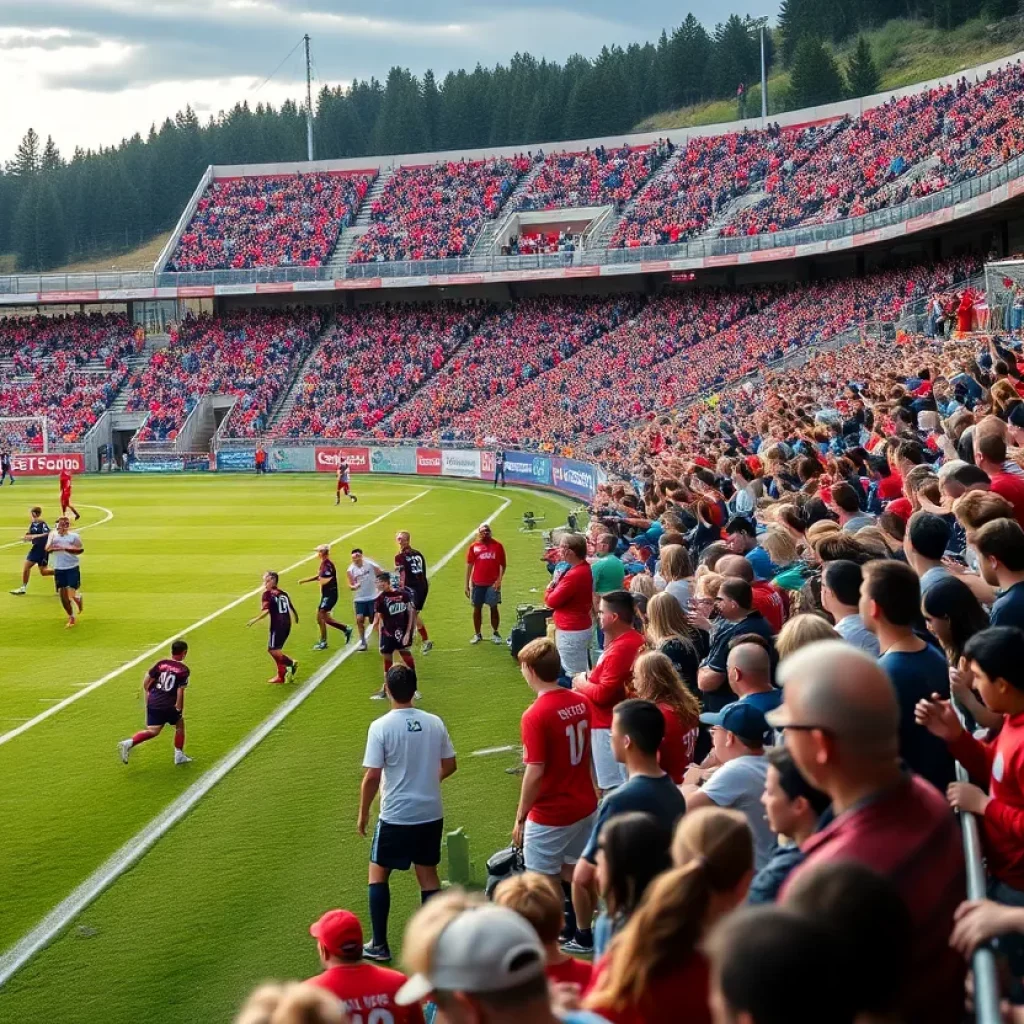 Soccer players competing in Colorado high school soccer match