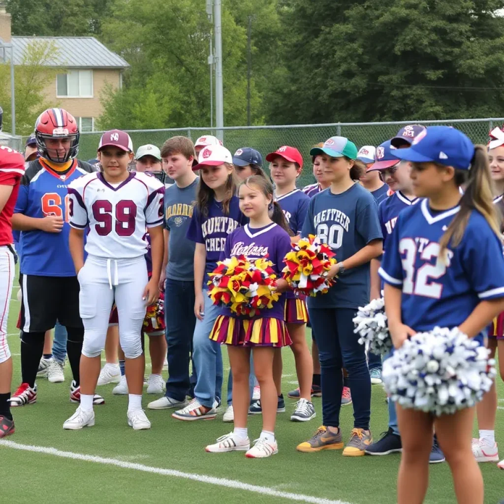 Students engaged in various high school sports activities promoting community unity.