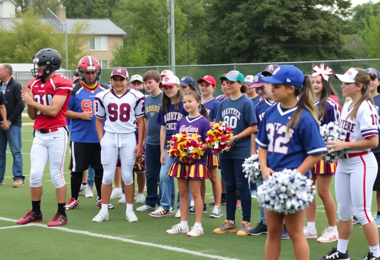 Students engaged in various high school sports activities promoting community unity.