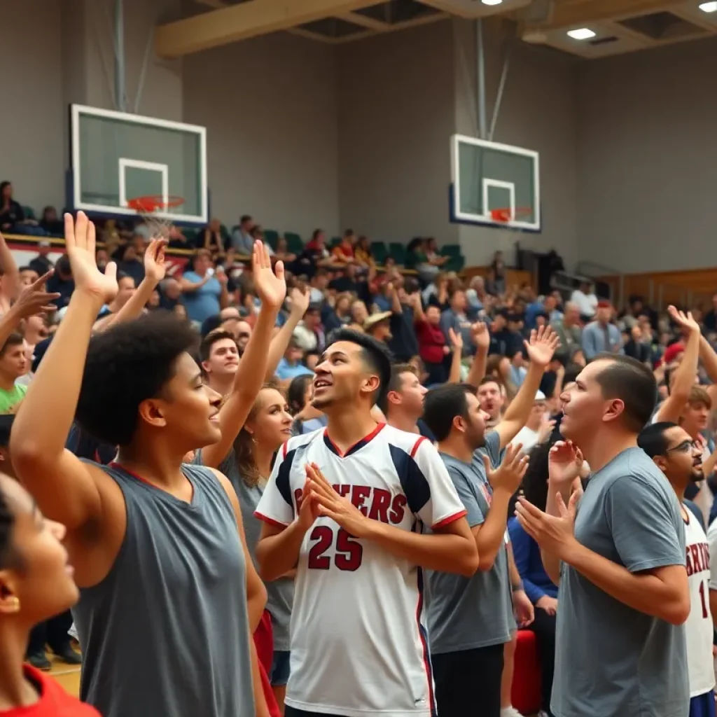 Fans cheering at John Hersey High School's Big Game basketball event