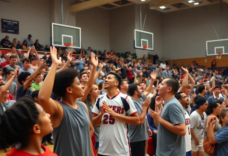 Fans cheering at John Hersey High School's Big Game basketball event