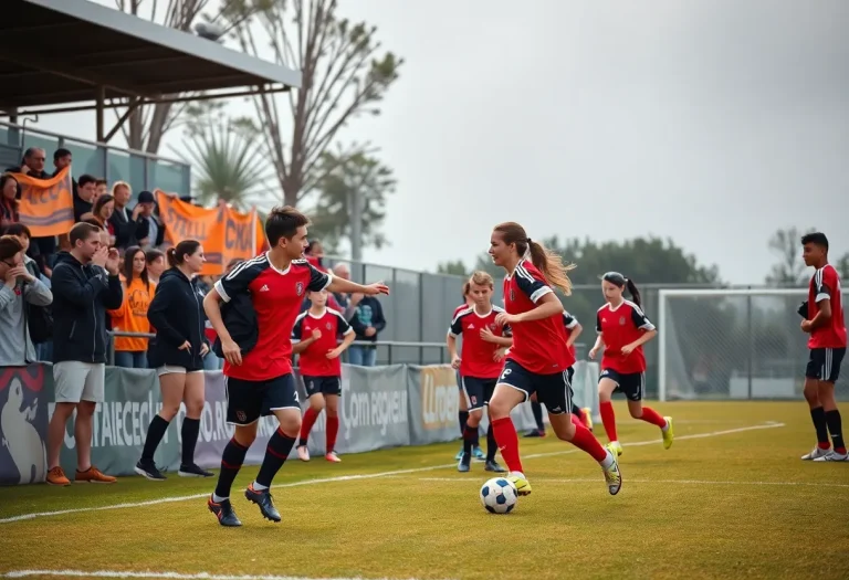 Concord High School boys soccer team practicing on the field