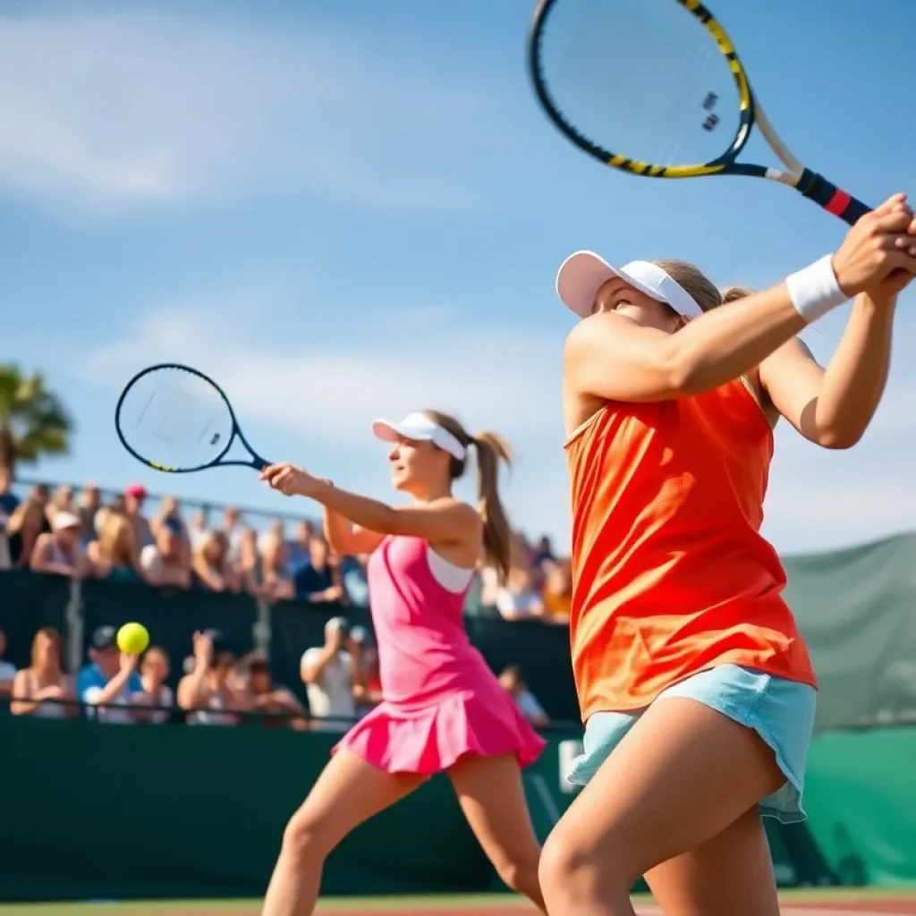 Coronado Islanders Girls Tennis players competing on the court