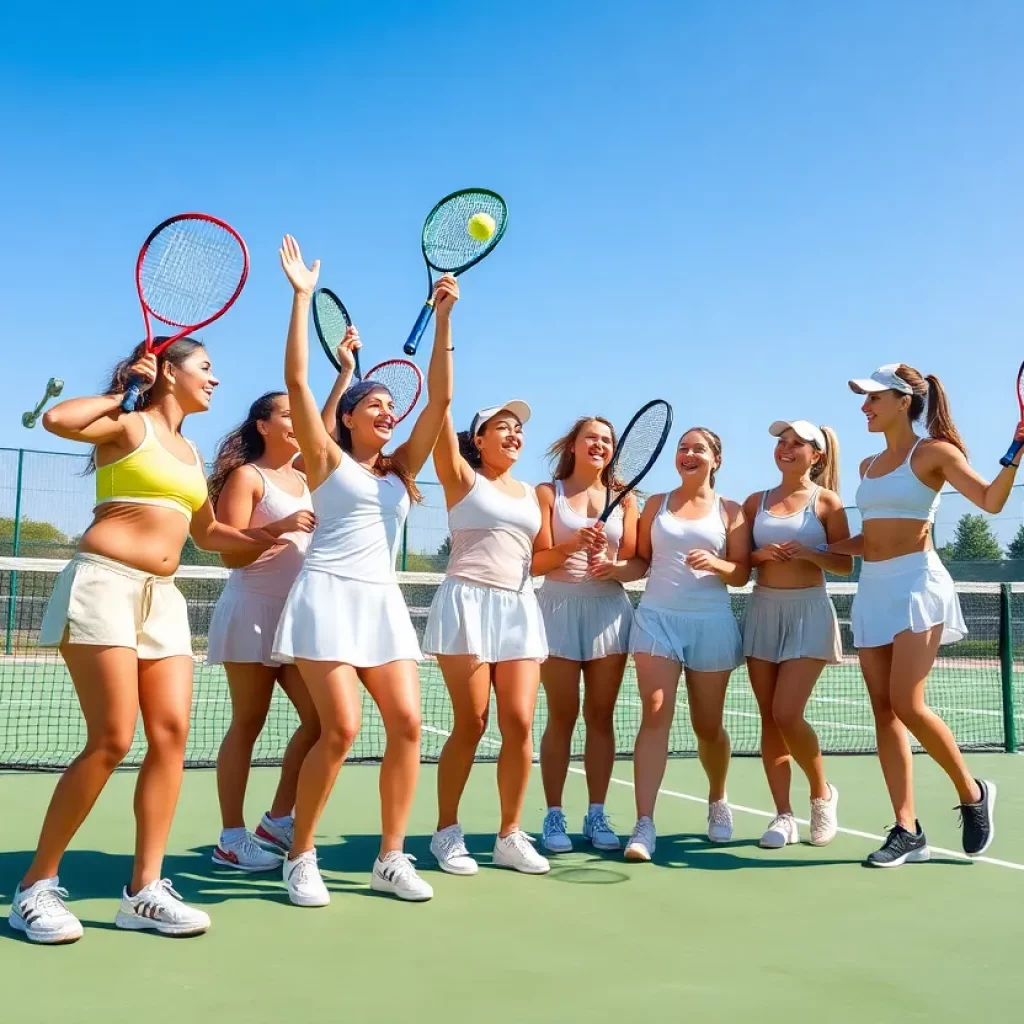 Coronado Islanders girls tennis team celebrating a win on the court