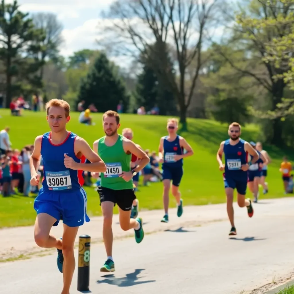 Runners competing at the Randy Sharer Cross Country Meet