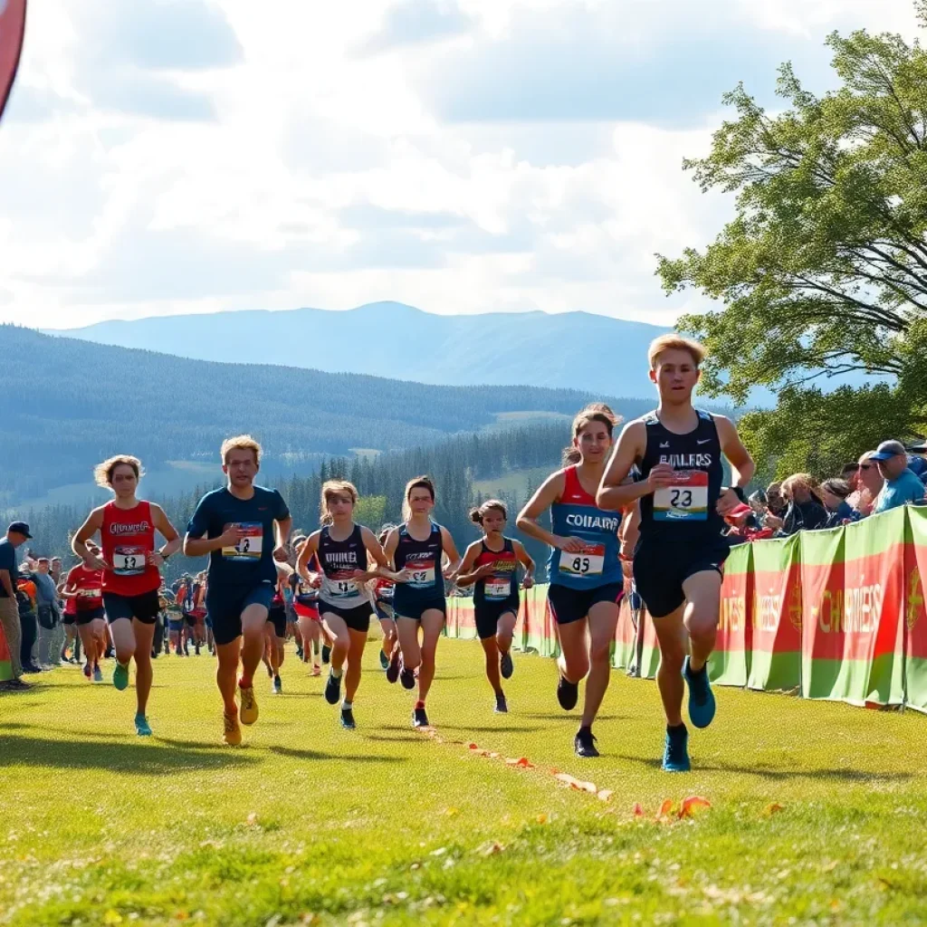 High school cross country runners in a race