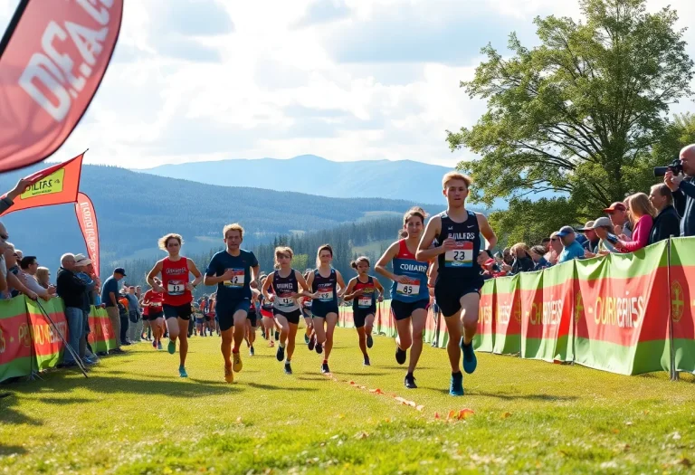 High school cross country runners in a race