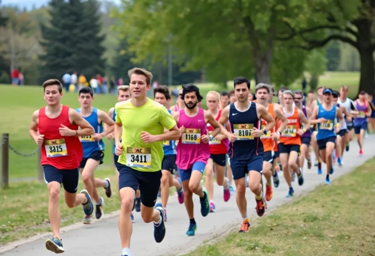 Runners competing in the Tour De Sewer cross country event in Versailles