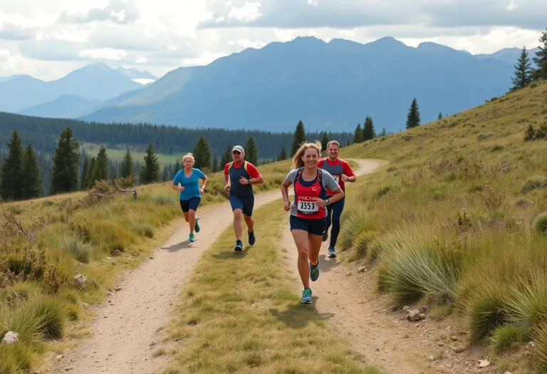 Runners on a cross country trail in Montana