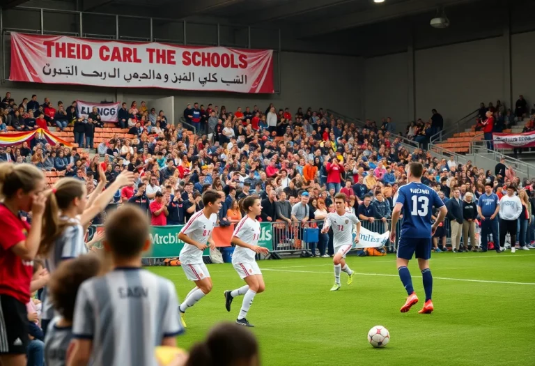 Fans supporting Cure Duchenne Night at a high school soccer match