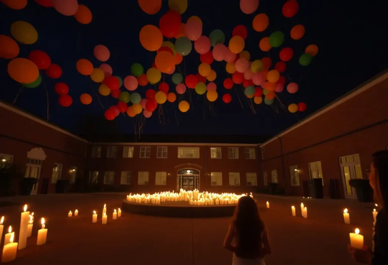 Des Moines community members gathering for a candlelight vigil